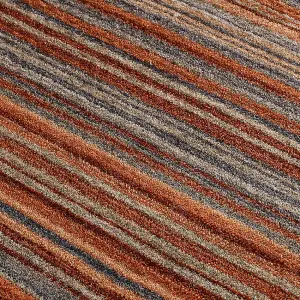 Rust Wool Handmade Modern Striped Easy to Clean Rug for Living Room and Bedroom-200cm X 285cm