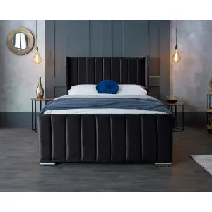 Meriso Plush Velvet Steel Bed Frame