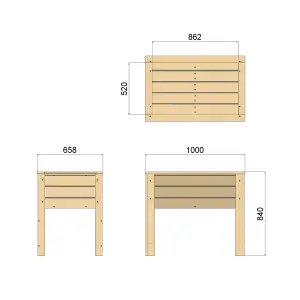 OutdoorGardens 1m Wooden Raised Deep Planter