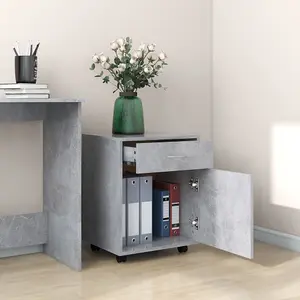 Berkfield Rolling Cabinet Concrete Grey 45x38x54 cm Engineered Wood