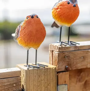 2pc Red Breast Robin Ornaments