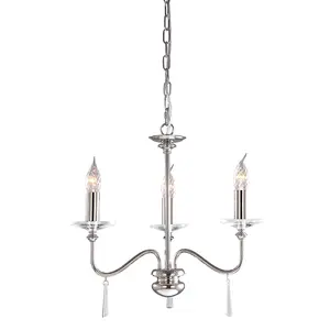 Elstead Finsbury Park Chandelier 3 Light Polished Nickel Finish, E14