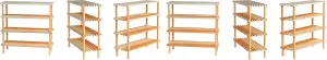 Wooden Shoe Rack Footwear Storage Organiser Unit Shelf Dvd Books Tier Slated New Natural, 4 Tier