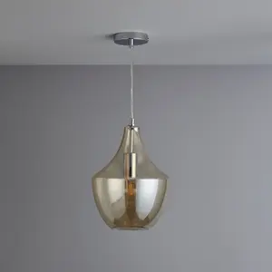 Inlight Honor Pendant Glass & metal champagne Antique brass effect Ceiling light