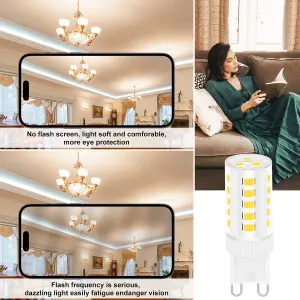 WOWLED 6X G9 LED Bulbs, 4W Equivalent to 30W Halogen Bulbs, Warm White 3000K, 360 Degree Beam Angle for Chandelier Home Lighting