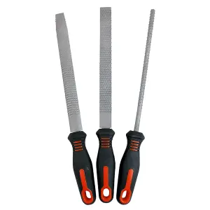 3pc Steel Wood Rasp File Set Flat Half Round Carpenters Tool 200mm Heavy Duty