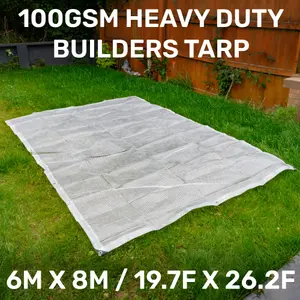 waterproof clear reinforced tarpaulin/builders tarp/camping ground sheet cover up (8m x 6m)