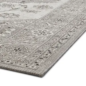 305 Flat Easy Clean Traditional Rug - Grey/Beige - 160x230