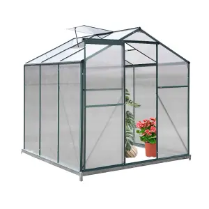 Garden Plants Grow House with Aluminium Frame Large Walk-In Green House with Base and Window 6 x 6 ft