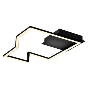 Modern Designer Thin Profile Strip LED Ceiling Lighting Fitting in Matt Black