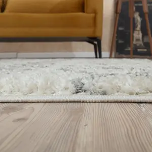 Moroccan Ivory Grey Shaggy Living Room Rug 900