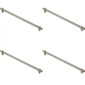 4x Round T Bar Cabinet Pull Handle 360 x 14mm 320mm Fixing Centres Satin Nickel