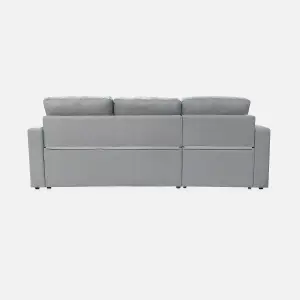 sweeek. 3-seater reversible corner sofa bed with storage Ida Light Grey 219x84x68 cm