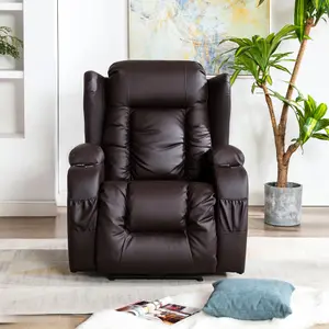 Caesar Electric Bonded Leather Automatic Recliner Armchair Sofa Home Lounge Chair (Brown)