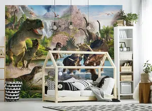 Walltastic Dinosaur Land Multicolour Smooth Wallpaper Mural 8ft high x 10ft wide