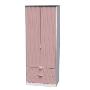 Diamond Ready assembled Contemporary Pink & white 2 Drawer Double Wardrobe (H)1970mm (W)740mm (D)530mm