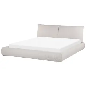 Corduroy EU Super King Size Bed Beige VINAY