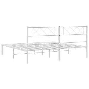 Berkfield Metal Bed Frame with Headboard White Super King Size