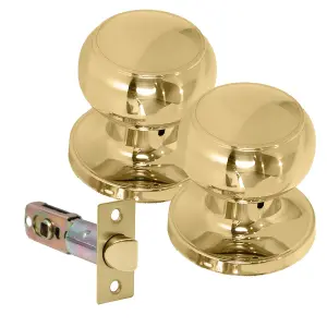 XFORT Bello Passage Knob Set Polished Brass for Internal Wooden Doors