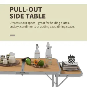 Outsunny 3ft Aluminium Picnic Table w/Side Desktop Outdoor BBQ Party Portable