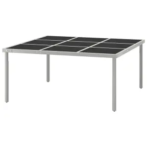 Berkfield Garden Dining Table 170x170x74.5 cm Glass and Steel