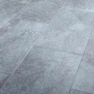 Shaded slate Grey Matt Porcelain Indoor Wall & floor Tile Sample