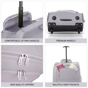 5 Cities 21"/55cm Carry On Lightweight Travel Cabin Approved Trolley Bag with Wheels Suit Case Hand Luggage with 2 Year Warranty