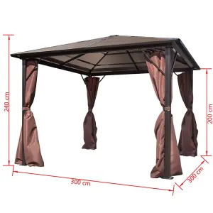 Berkfield Gazebo with Curtain Brown Aluminium 300 x 300 cm