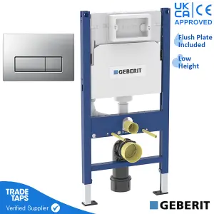 Geberit Duofix Toilet Concealed Cistern Frame 98cm with Geberit Delta 50 Flush Plate Matt Chrome