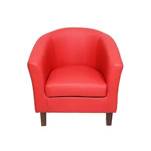 Comfy Living Faux Leather Tub Chair In Red