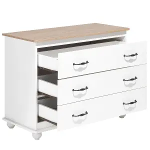 Beliani Rustic 3 Drawer Chest White EVERETT