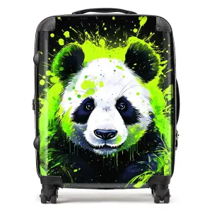 Green Splashart Panda Face Suitcase - Large