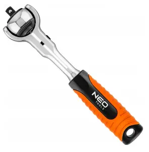 NEO 08-540, swivel head ratchet handle 1/4", quick release, reversible