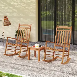 Costway Outdoor Patio Wood Rocking Chair Garden High-Back Poplar Wood Rocker