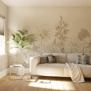 Art For the Home Muted Floral Beige Print To Order Fixed Size Mural