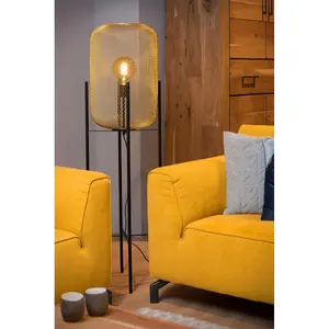 Lucide Mesh Vintage Floor Lamp 35cm - 1xE27 - Matt Gold, Brass