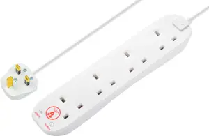 Masterplug SRG44N-BD 4 socket 13A Surge protected White Extension lead, 4m