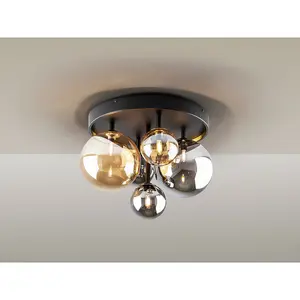 Luminosa Dark 5 Light Globe Ceiling Light Black, Brass, 2-Tone Crystal, G9