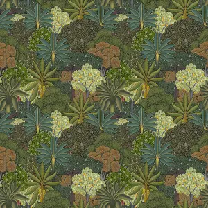 Bobbi Beck eco-friendly green patchwork forest wallpaper