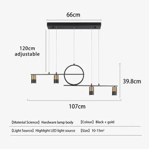 Garwarm Black Dimmable LED Linear Pendant Light with Remote Control