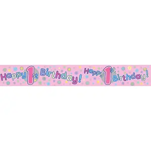 Expression Factory Childrens Girls 1st Birthday Party Foil Banner Pink (Six Banners)