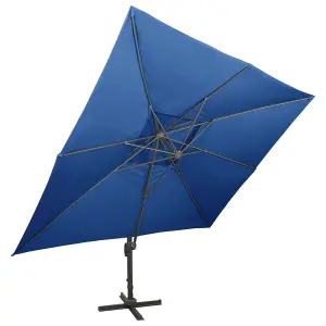 Berkfield Cantilever Umbrella with Double Top Azure Blue 400x300 cm