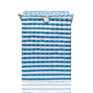 ARPAN Laundry Hamper Storage Basket Blue-White 44L