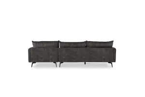 Savoy 3 Seater Velvet Sofa With Right Hand Chaise, Steel Grey Velvet