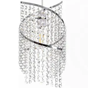 K9 Crystal Spiral Droplet Pendant Ceiling Light Shade/ Lamp Shade Chrome Finish