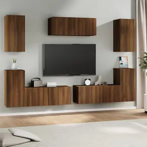 Berkfield 7 Piece TV Cabinet Set Brown Oak Engineered Wood