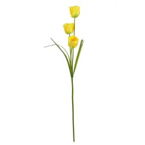 Pack of 6 x 80cm Artificial Tulip Yellow Stem