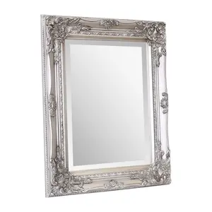 Andrews Flat Wall Mirror Antique Silver / 42cm x 53cm W