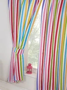 Rainbow Sky Striped Lined 72'' Curtains