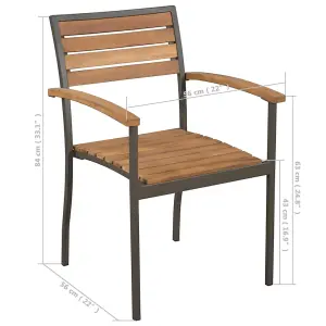 Berkfield Stackable Outdoor Chairs 2 pcs Solid Acacia Wood and Steel